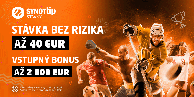 Vezmite si stávku bez rizika 40 eur a vstupný bonus až 2000 eur od Synottipu!