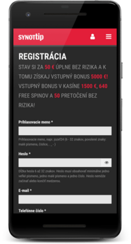 Synot Tip registrácia a prihlásenie