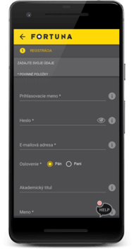 Fortuna registrácia cez mobil