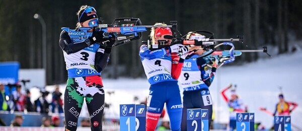 Z ľava Dorothea Wierer, Paulína Bátovská Fialková a Ingrid Landmark Tandrevold, biatlon, SP Pokljuka 2023 - Zdroj Profimedia