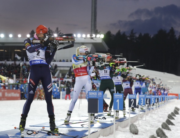 Biatlon, ženy na strelnici, svetový pohár- Zdroj ČTK, AP, Sergei Grits