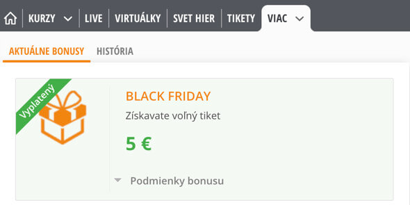 Niké Black Friday voľný tiket 5 Eur