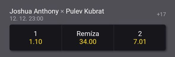 Joshua vs. Pulev kurzy