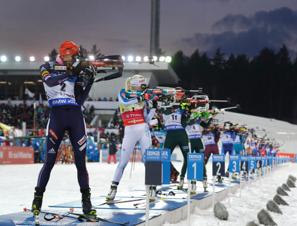 Biatlon, ženy na strelnici, svetový pohár- Zdroj ČTK, AP, Sergei Grits
