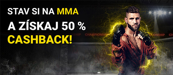 Cashback 50 % na MMA - už tento víkend (1.5.)! Kliknite TU a zaregistrujte sa