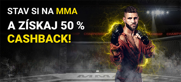 Cashback 50 % na MMA - už tento víkend (1.5.)! Kliknite TU a zaregistrujte sa