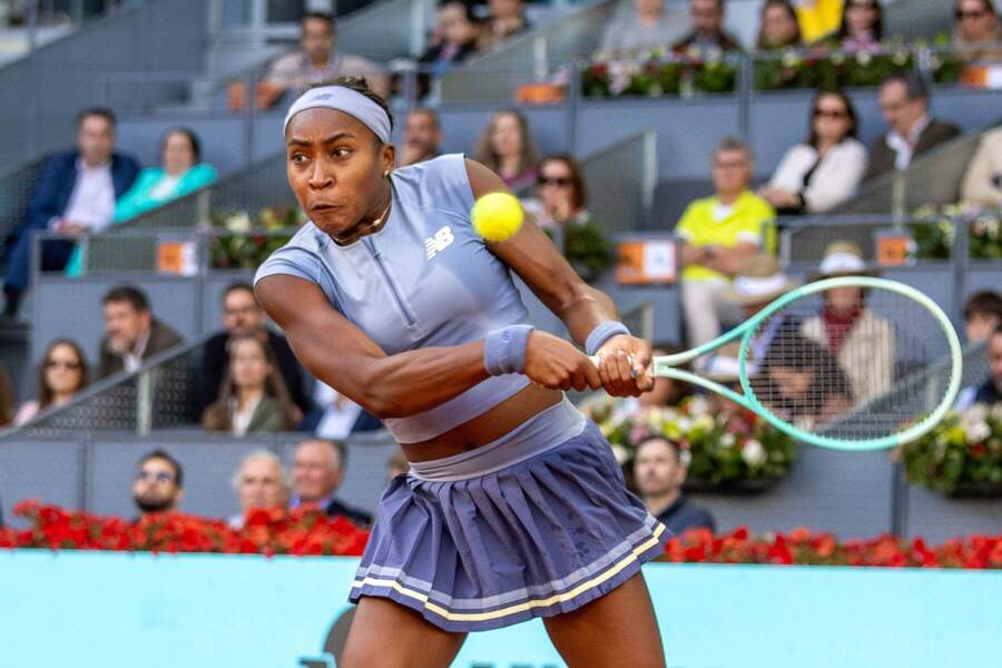 Americká tenistka Coco Gauff počas finále ženskej dvojhry na&nbsp;Mutua Madrid Open v&nbsp;roku 2025