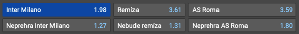 Stavte si na výsledok zápasu Inter Miláno vs. AS Rím v Tipsporte!