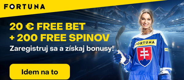 Fortuna ponúka 20 € na tipovanie zdarma už za registráciu a k tomu 200 free spinov.