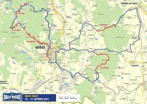 Rally Košice 2021 - mapa trate