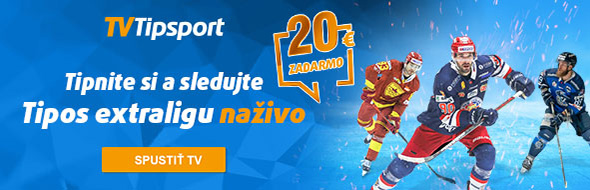 Hokejová extraliga na Tipsport TV a bonus €20 - registrácia TU