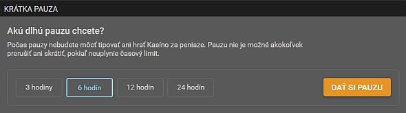 Krátka pauza - funkcia v Tipsporte