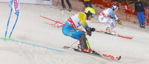 Alpské lyžovanie, paralelný slalom, Mattias Hargin - Zdroj Hans Christiansson, Shutterstock.com