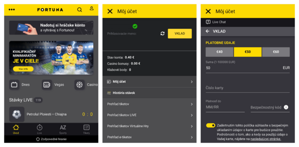 Fortuna: Vklad cez mobil