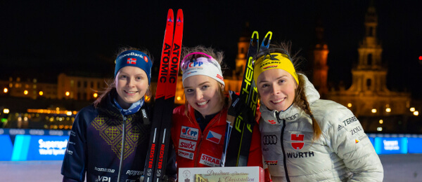 SP v behu na lyžiach Drážďany, Coletta Rydzek, Tereza Beranová, Marte Nordlunde - Zdroj ČTK, AP, Jens Meyer