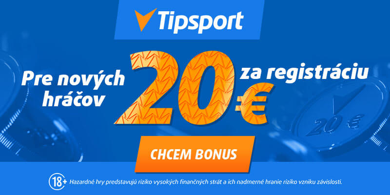 Registrujte sa TU a tipujte s 20-eurovým bonusom v Tipsporte
