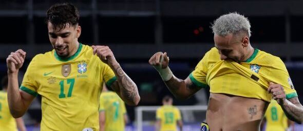 Lucas Paquetá, Neymar, Brazília, futbal - Zdroj AP Photo/Silvia Izquierdo, Profimedia