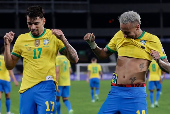 Lucas Paquetá, Neymar, Brazília, futbal - Zdroj AP Photo/Silvia Izquierdo, Profimedia
