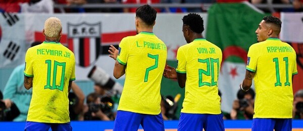 Hráči Brazílie v zápase s Južnou Kóreou na MS 2022 - Zdroj © Philippe Perusseau/Bestimage, Profimedia