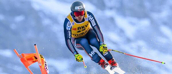 Aleksander Aamodt Kilde na trati super obrovského slalomu vo Wengene