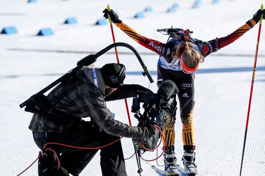 Biatlon, Franziska Hildebrand, kameraman - Zdroj Profimedia