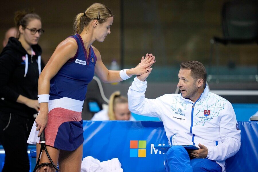 Anna Karolína Schmiedlová, kapitán Matej Lipták, tenis, Slovensko - Zdroj AP Photo/Kin Cheung, Profimedia
