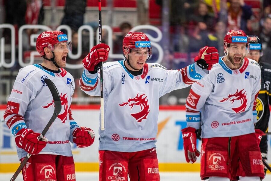 Jakub Jeřábek, Marko Daňo, Tomáš Marcinko, HC Oceláři Třinec - Zdroj Profimedia