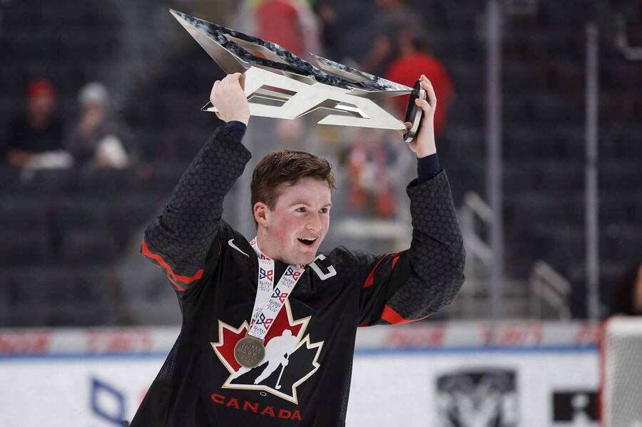 Alexis Lafreniere vyhral Hlinka Gretzky Cup s tímom Kanady v roku 2018 - Zdroj THE CANADIAN PRESS/Codie McLachlan, Profimedia
