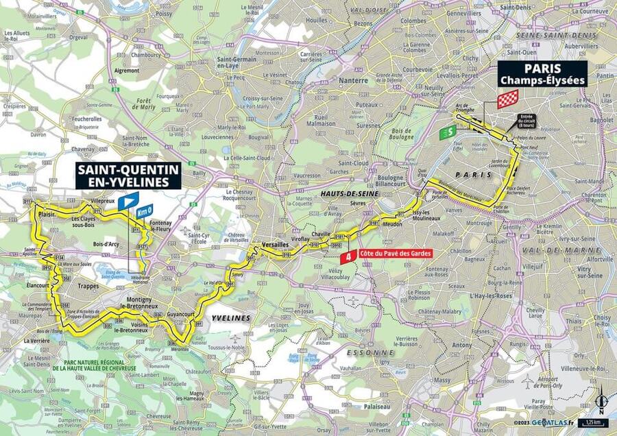 Mapa 21. etapy Tour de France 2023 - Zdroj letour.fr