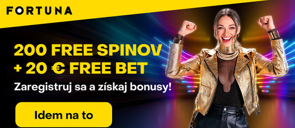 Registrujte sa TU a získate 20 € free bet a 200 free spinov vo Fortune