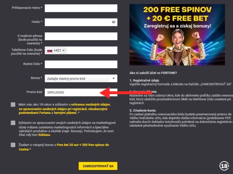 Fortuna promo kód na&nbsp;bonus