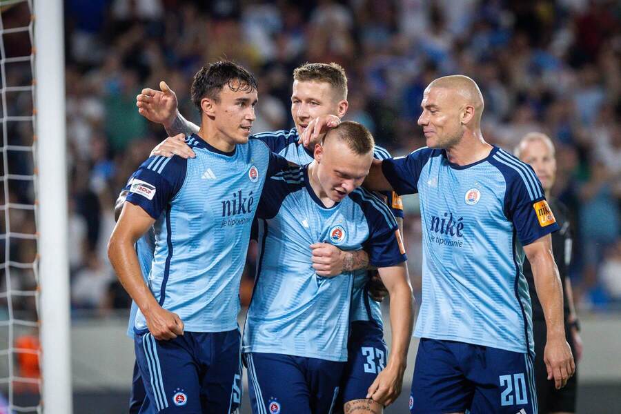 David Strelec, Juraj Kucka, Nino Marcelli, Jaba Kankava (Slovan Bratislava) - Zdroj xx _BRR6528, Profimedia