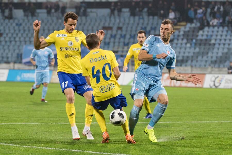 Aleksandar Čavrič (Slovan), Brian Iloski a Tomasz Nawotka (obaja Michalovce) - Zdroj Profimedia