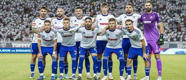 Základná zostava HNK Hajduk Split pred prvým zápasom s FC Dinamo City Tirana v rámci 3. predkola Konferenčnej ligy 2025/2026