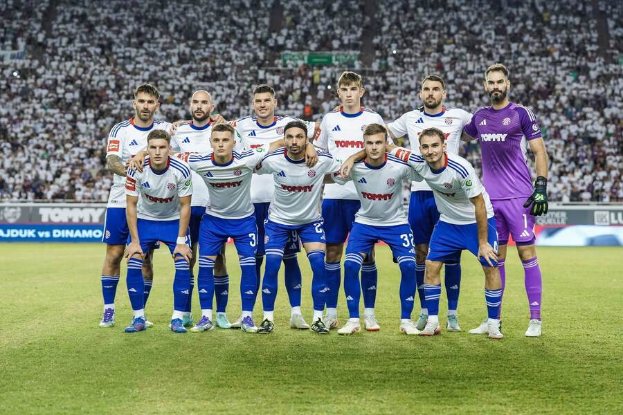 Základná zostava HNK Hajduk Split pred&nbsp;prvým zápasom s&nbsp;FC Dinamo City Tirana v&nbsp;rámci 3.&nbsp;predkola Konferenčnej ligy 2025/2026