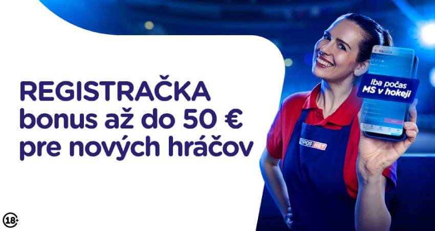 Tipos bonus 50 € za registráciu a prvý vklad k MS v hokeji