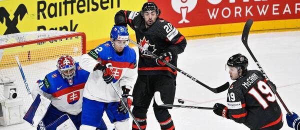 Slovensko vs Kanada vo štvrťfinále MS v hokeji 2024.