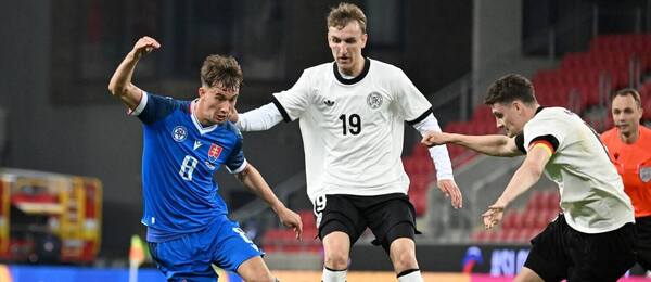 Slovenský reprezentant do 21 rokov Martin Šviderský v prípravnom zápase proti Nemecku.