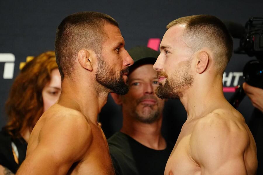 Staredown Mateusza Gamrota a Lajoša Kleina.