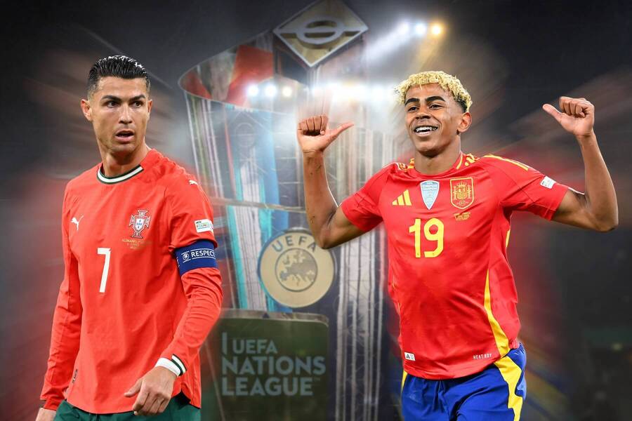 Cristiano Rolando (vľavo) a Lamine Yamal (vpravo)