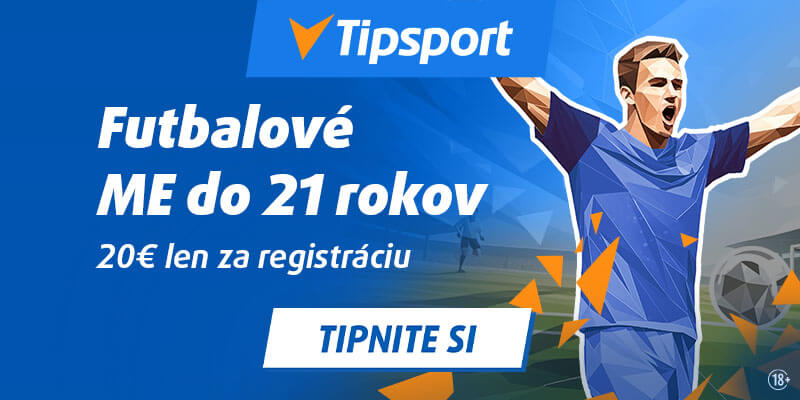 Kliknite sem a tipujte ME vo futbale U21 2025 v Tipsporte s bonusom 20 € na stávky za registráciu.