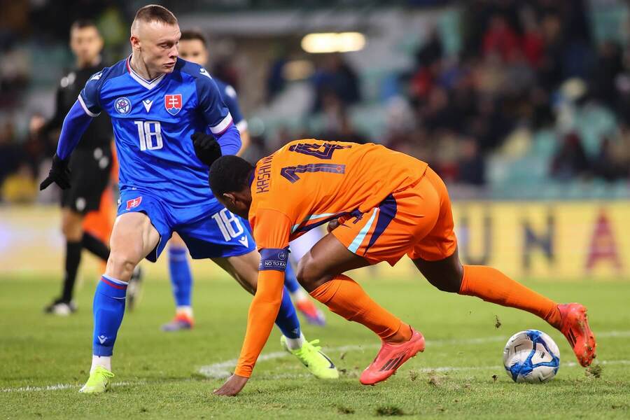 Nino Marcelli (Slovensko) v prípravnom zápase proti Holandsku.