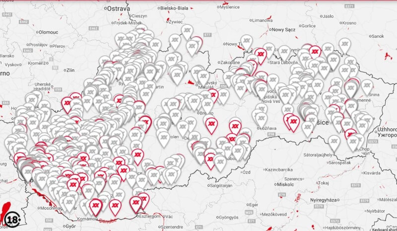 Mapa DOXXbet pobočiek s&nbsp;terminálom Sportbox