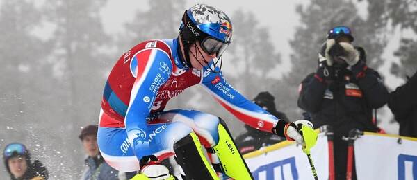 Clement Noel počas slalomu v Levi