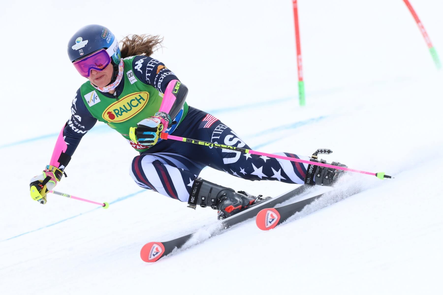 Američanka Paula Moltzan počas obrovského slalomu v Soeldene