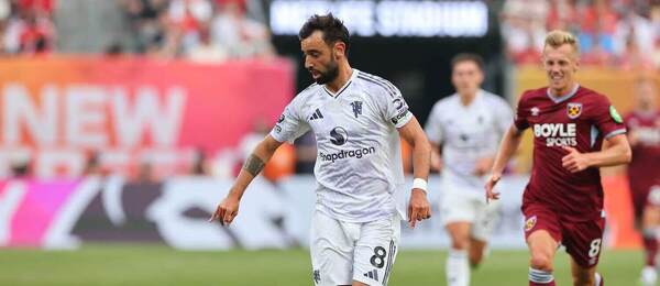 Bruno Fernandes (Man United) v zápase proti West Hamu.