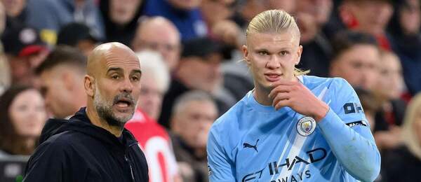 Tréner Guardiola a Haaland.