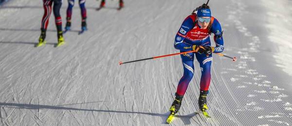 Justine Braisaz-Bouchet na čele skupinky pretekárok