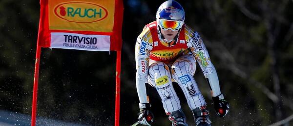 Američanka Lindsey Vonn počas svojej víťaznej jazdy v Super-G v Tarvisio v roku 2011