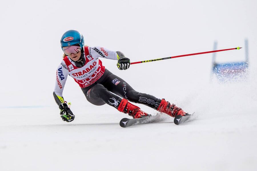 Mikaela Shiffrin počas obrovského slalomu v&nbsp;Špindlerovom Mlýne v&nbsp;roku 2019